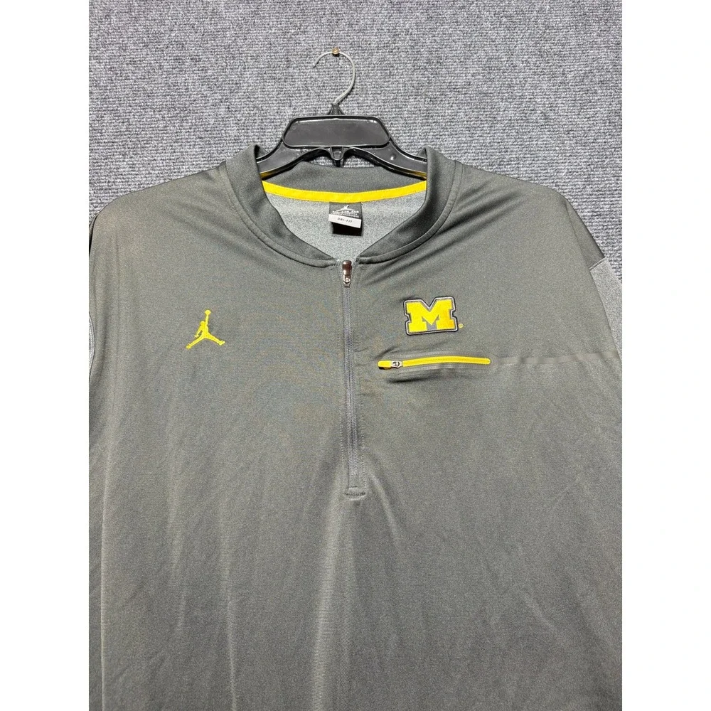 Jordan Michigan Wolverines Quarter Zip Men 4XL Gray Excellent Dri-Fit Pullover